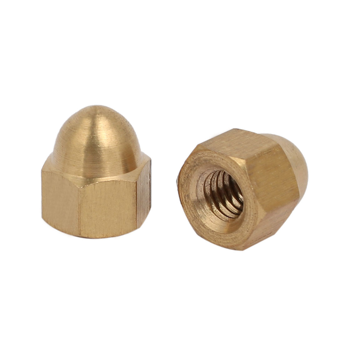 uxcell Uxcell 5pcs M6 Female Thread Nut DIN1587 Dome Cap Head Hex Brass Tone