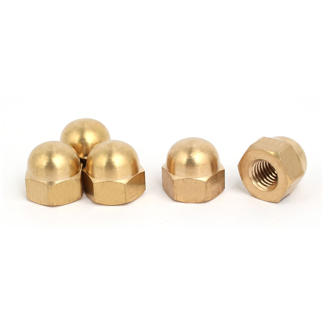 uxcell Uxcell 5pcs M8 Female Thread Nut DIN1587 Dome Cap Head Hex Brass Tone
