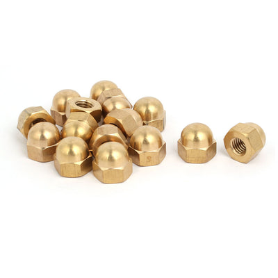 uxcell Uxcell 15pcs M8 Female Thread Nut DIN1587 Dome Cap Head Hex Brass Tone