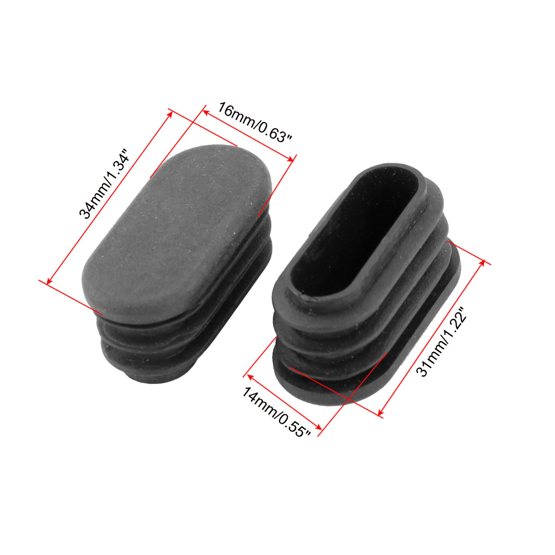 uxcell Uxcell Office  Plastic Oval Chair Leg Foot Cover Tube Insert Black 31 x 14mm 9 Pcs