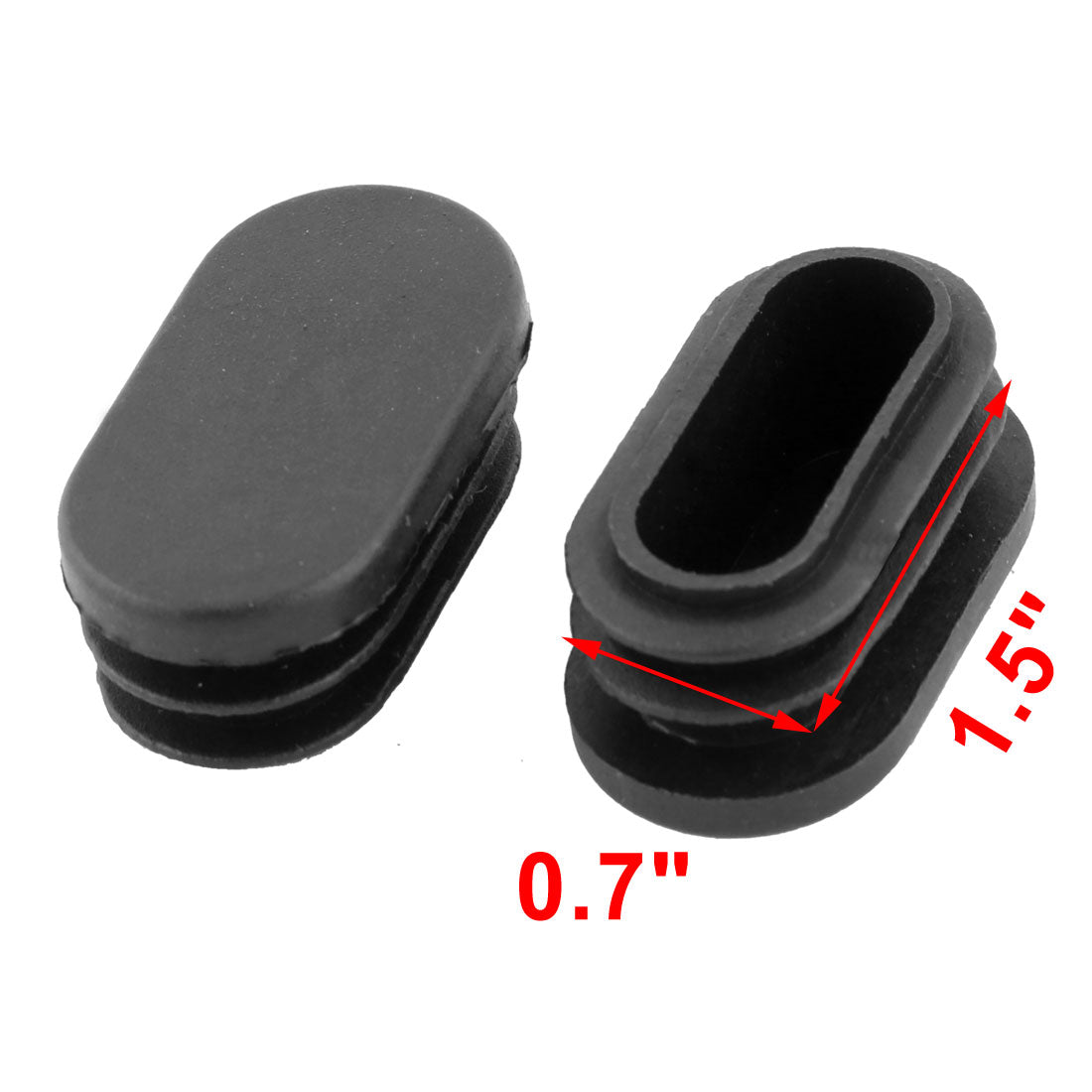 uxcell Uxcell Office  Plastic Oval Chair Leg Foot Cover Tube Insert Black 39 x 19mm 15 Pcs