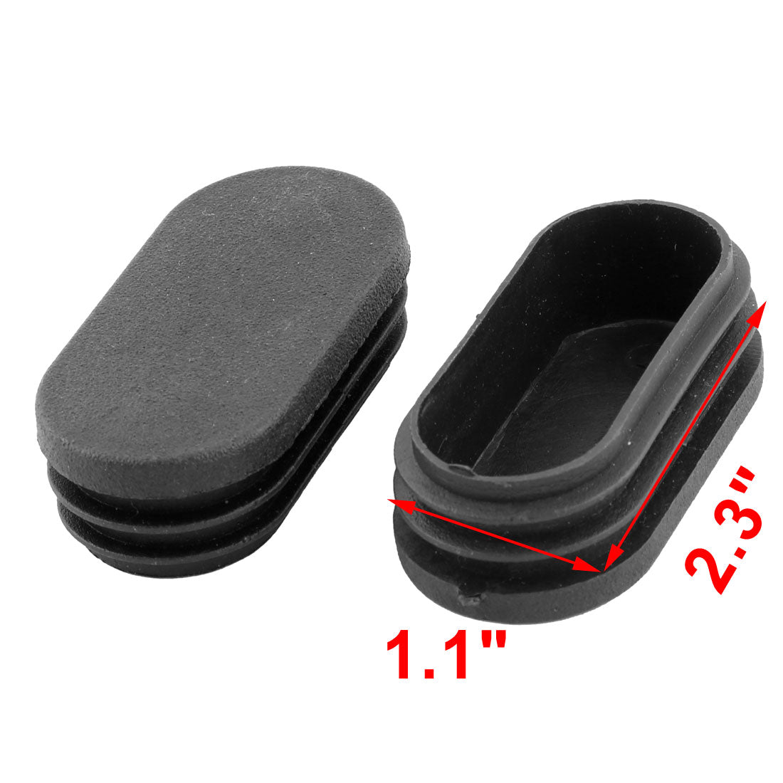 uxcell Uxcell Office  Plastic Oval Chair Leg Foot Cover Tube Insert Black 59 x 29mm 5 Pcs