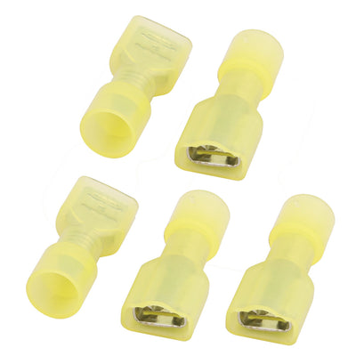 Harfington Uxcell 5Pcs 12-10AWG Wire Insulated 6.3mm Female Spade Crimp Terminal Connector Yellow