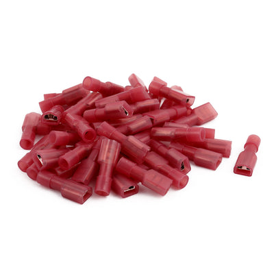 Harfington Uxcell 50Pcs FDFN1-187 22-16AWG Insulated Female Spade Crimp Terminal Connector Red