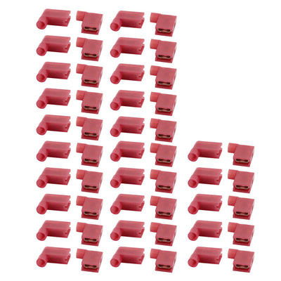 Harfington Uxcell 50Pcs Flag Crimp Terminals Female Nylon Fully Insulated Wire Connectors Red