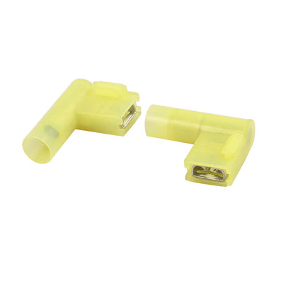 Harfington Uxcell 50Pcs Flag Crimp Terminals Female Nylon Fully Insulated Wire Connectors Yellow