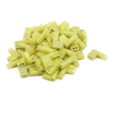 Harfington Uxcell 50Pcs Flag Crimp Terminals Female Nylon Fully Insulated Wire Connectors Yellow