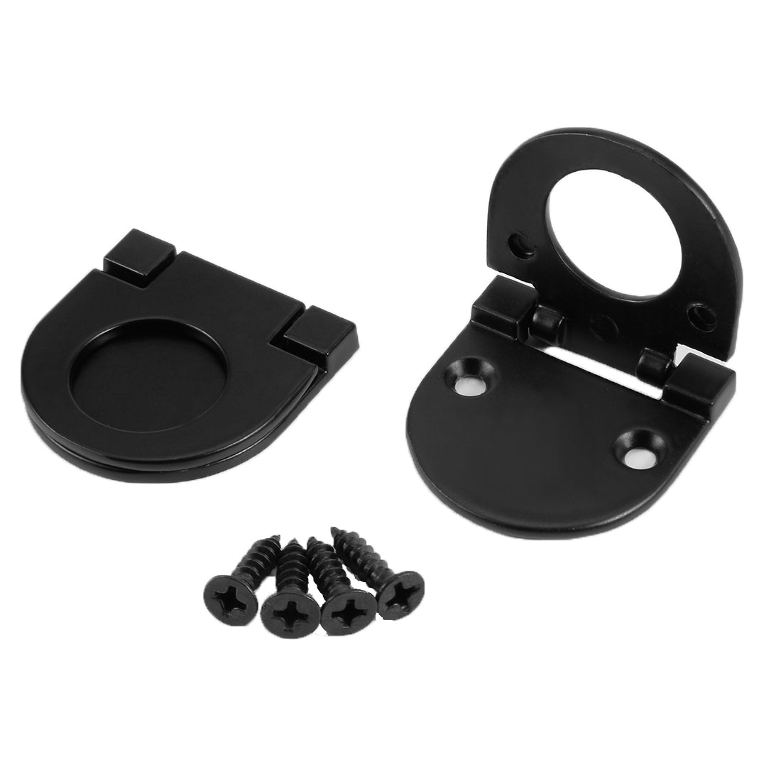 uxcell Uxcell 1-3/8" x 1-3/8" Door Drawer Handle Flush Ring Pull Zinc Alloy Black 2pcs