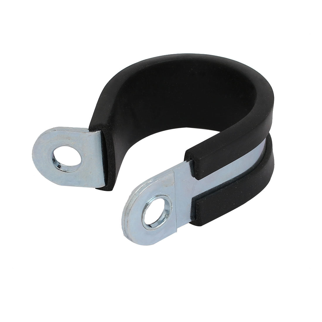 uxcell Uxcell 24mm Dia EPDM Lined R Shaped Zinc Plated Stainless Steel Pipe Clip Cable Clamp
