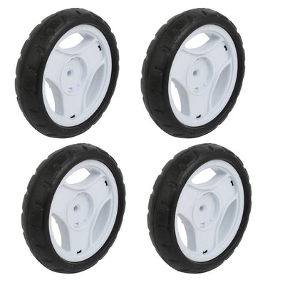 Harfington Uxcell 4pcs 125mm Dia Plastic Single Wheel Pulley Rolling Roller White 6x22mm
