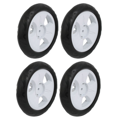 Harfington Uxcell 4pcs 135mm Dia Plastic Single Wheel Pulley Rolling Roller White 6x22mm