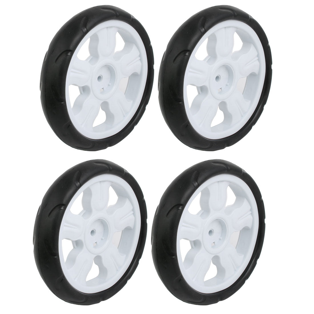Uxcell Uxcell 4pcs 190mm Dia Plastic Single Wheel Pulley Rolling Roller White 8x25mm
