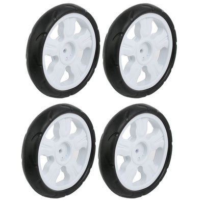 Harfington Uxcell 4pcs 190mm Dia Plastic Single Wheel Pulley Rolling Roller White 8x25mm