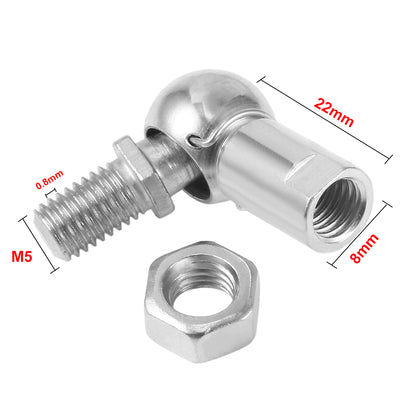 Harfington Uxcell CS8, Rod End Ball Bearing with Stud, M5x0.8mm Carbon Steel Right Hand 2pcs