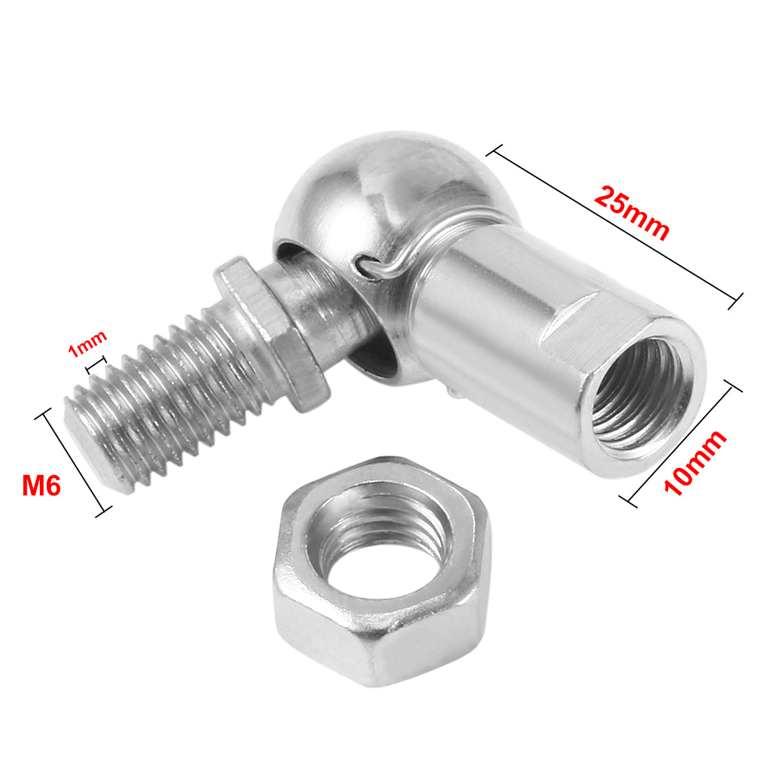 uxcell Uxcell CS10, Rod End Ball Bearing With Stud, M6x1mm Carbon Steel Right Hand 2pcs