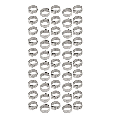 uxcell Uxcell 12.8mm-15.3mm 304 Stainless Steel Adjustable Tube Hose Clamps Silver Tone 50pcs