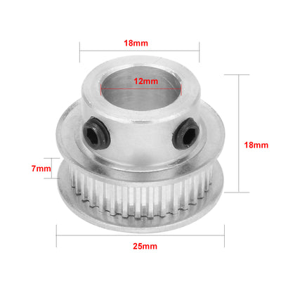 Harfington Uxcell Aluminum  35 Teeth 12mm Bore Timing Belt Idler Pulley Synchronous Wheel 6mm Belt for 3D Printer CNC