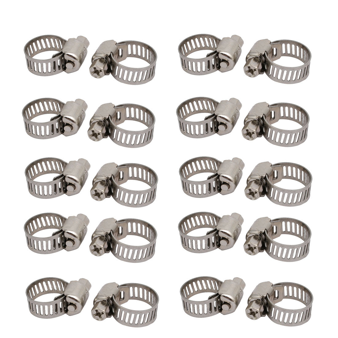 uxcell Uxcell 6-12mm Stainless Steel Adjustable  Gear Hose Clamps Silver Tone 20pcs