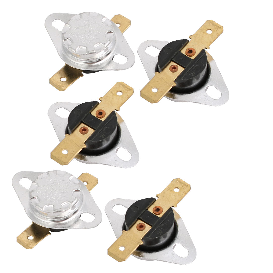 uxcell Uxcell 5pcs KSD301 AC 250V 15A 60C NC Thermostat Temp Controlling Switch Silver Tone