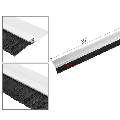 Harfington Uxcell Door Bottom Sweep H-Shape Aluminum Alloy Base with 3.6-inch Black Nylon Brush