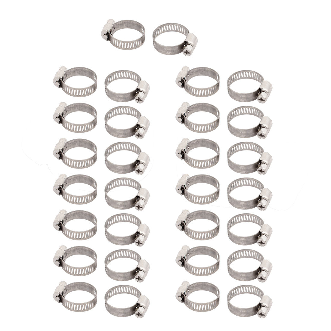 uxcell Uxcell 16mm-25mm Adjustable Range 8mm Width Stainless Steel  Gear Hose Clamp 30pcs