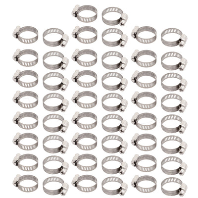 Harfington Uxcell 16mm-25mm Adjustable Range 8mm Width Stainless Steel  Gear Hose Clamp 50pcs