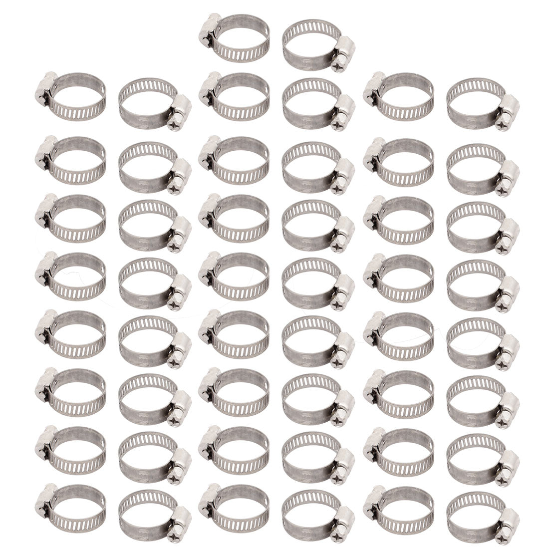 uxcell Uxcell 16mm-25mm Adjustable Range 8mm Width Stainless Steel  Gear Hose Clamp 50pcs