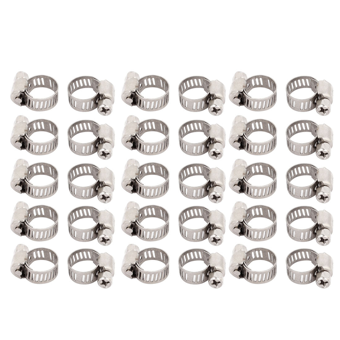 uxcell Uxcell 6mm-12mm Adjustable Range 8mm Width Iron  Gear Hose Clamp 30pcs