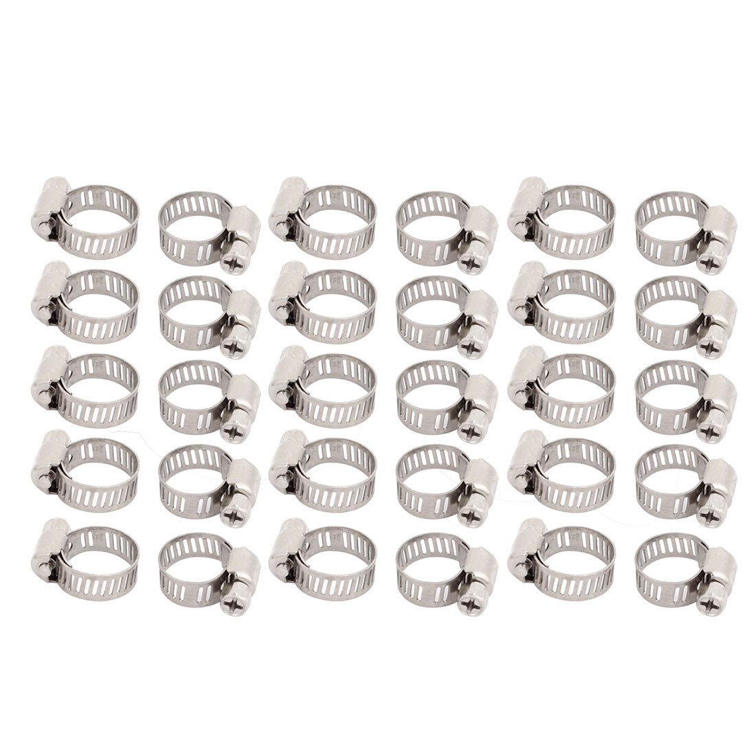 uxcell Uxcell 9mm-16mm Adjustable Range 8mm Width Stainless Steel  Gear Hose Clamp 30pcs