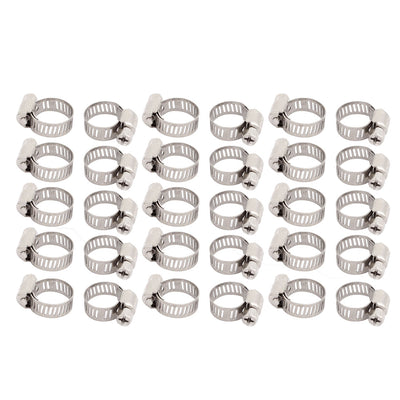 Harfington Uxcell 9mm-16mm Adjustable Range 8mm Width Stainless Steel  Gear Hose Clamp 30pcs