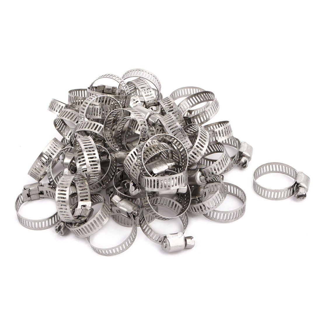 uxcell Uxcell 50 Pcs 16mm to 25mm Dia Range 8mm Width Metal US Type Adjustable Hose Clamp Hoop