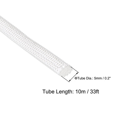 Harfington Uxcell Silicone Rubber Fiberglass Insulation Retardant Self-extinguishing Sleeving 5mmx10M RoHS White
