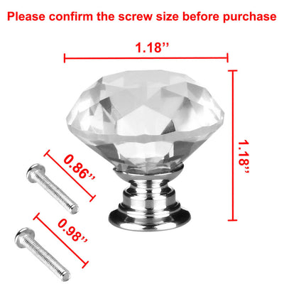 Harfington Uxcell 30mm Diamond Shaped Crystal Glass Drawer Knobs Cabinet Pull Handle Clear
