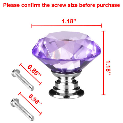 Harfington Uxcell 30mm Clear Crystal Glass Diamond Shape Drawer Knobs Cabinet Pull Handle New Purple 10pcs