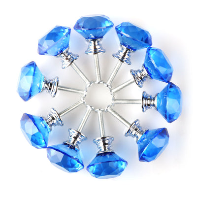 uxcell Uxcell 30mm Crystal Glass Diamond Shape Drawer Knobs Cabinet Pull Handle New Blue 10pcs