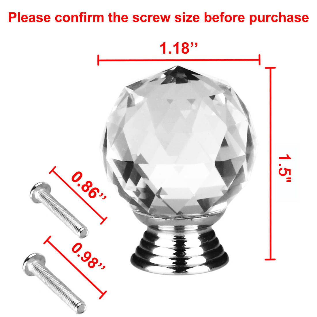 uxcell Uxcell 30mm Crystal Glass Drawer Knobs Cabinet Pull Handle Round Clear 10pcs