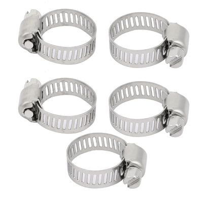 Harfington Uxcell 5 Pcs 10mm to 16mm Clamping Range 8mm Width Metal Adjustable Hose Clamp Hoop