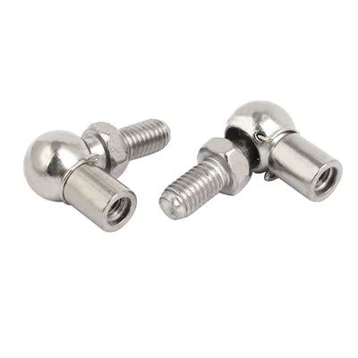 uxcell Uxcell M8 Male to M6 Female Thread 45# Steel Gas Spring Ball Joint End Fitting Silver Tone 2pcs