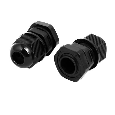 Harfington Uxcell PG9 2mm-3mm Nylon 2 Holes Adjustable Cables Gland Connector Black 5pcs