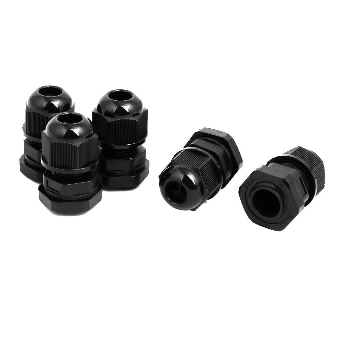 uxcell Uxcell PG9 2mm-3mm Nylon 2 Holes Adjustable Cables Gland Connector Black 5pcs