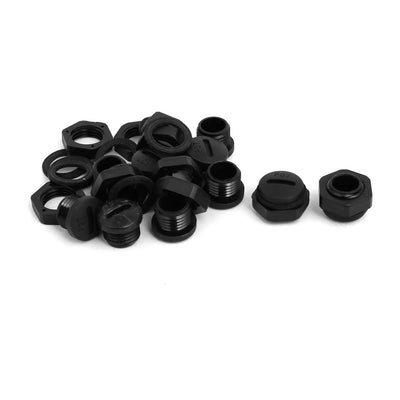 uxcell Uxcell PG7 Nylon Male Threaded Cable Gland Screw End Cap Cover Black 10pcs