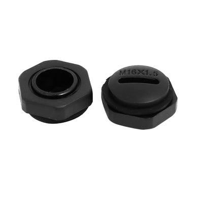 Harfington Uxcell M16 Nylon Male Threaded Cable Gland Screw End Cap Cover Black 10pcs