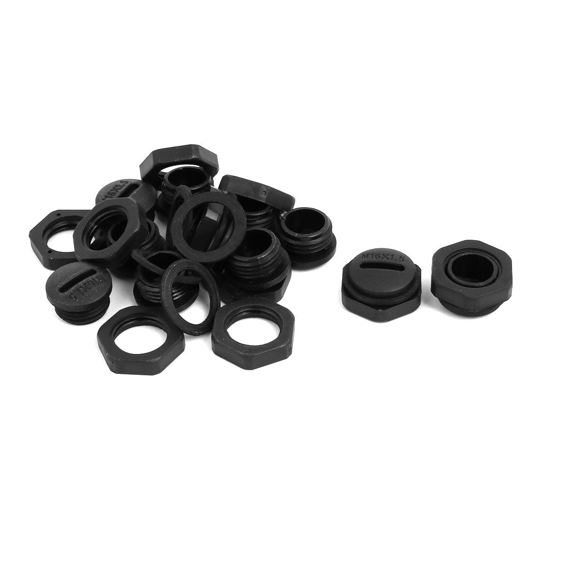 uxcell Uxcell M16 Nylon Male Threaded Cable Gland Screw End Cap Cover Black 10pcs