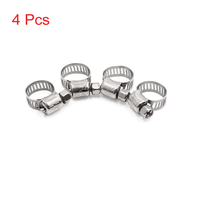 Harfington Uxcell 4pcs Silver Tone Stainless Steel 6-12mm Adjustable  Gear Car Hose Clamp