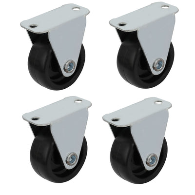 Harfington Uxcell 1.25-inch Diameter Wheel Rigid Top Plate Fixed Rolling Caster Roller Black 4pcs