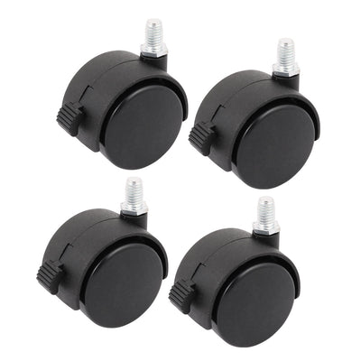 uxcell Uxcell 2-inch Twin Nylon Wheel M10 Threaded Stem Connector Brake Swivel Caster 4pcs