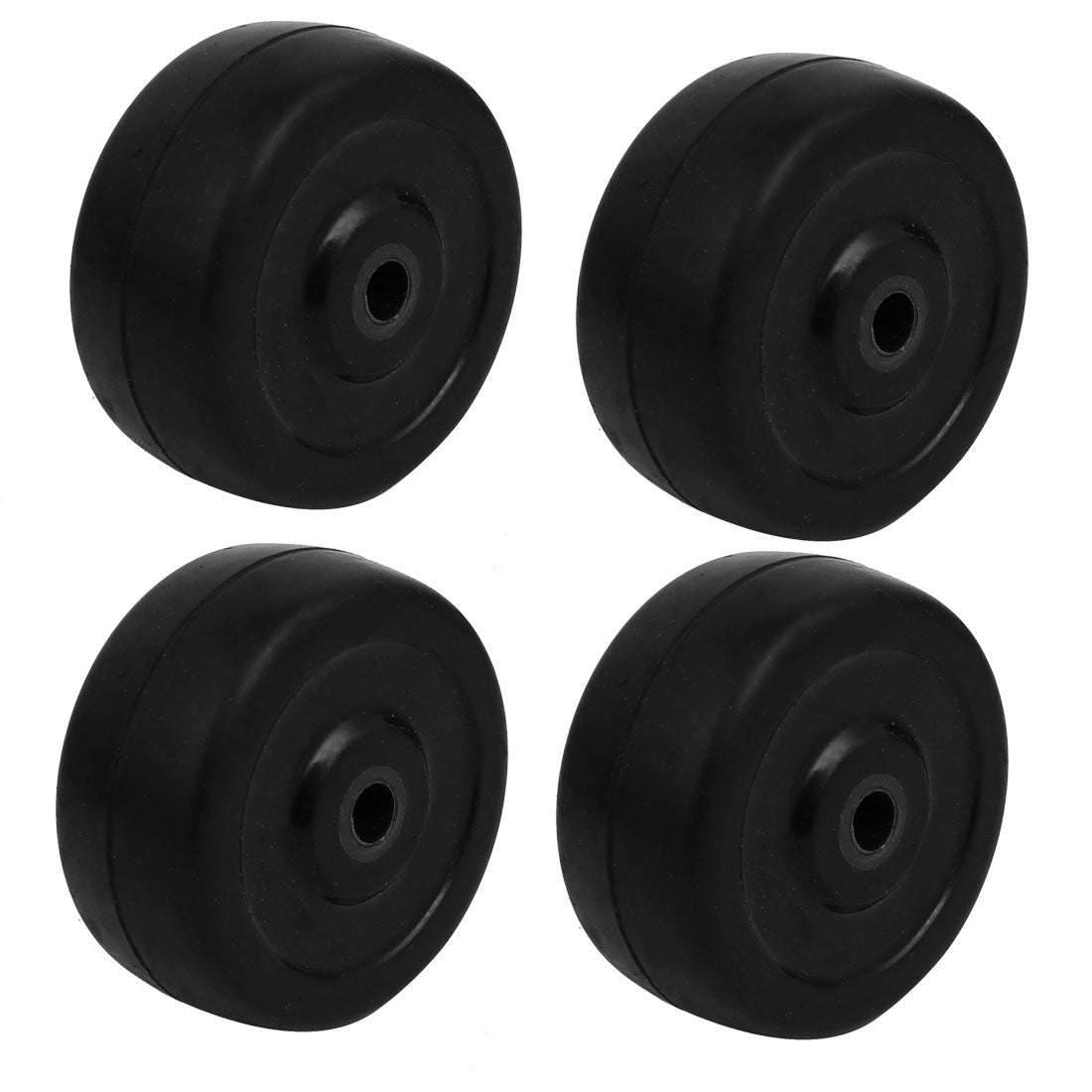 Uxcell Uxcell 1.5-inch Diameter Rubber Wheel Skateboard Trolley Caster Pulley Black 4pcs