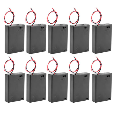 Harfington Uxcell 10 Pcs 4.5V Battery Case Storage Box 3 x 1.5V AA Batteries Wired ON/OFF Switch w Cover