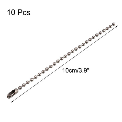 Harfington Uxcell 10Pcs Metal Bead Clasp Ball Connector Chain Keychain 2.4mm Dia 10cm Length