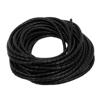 Harfington Uxcell 6mm Dia Flexible Spiral Tube Cable Wire Wrap Computer Manage Cord Black 10 Meters Long